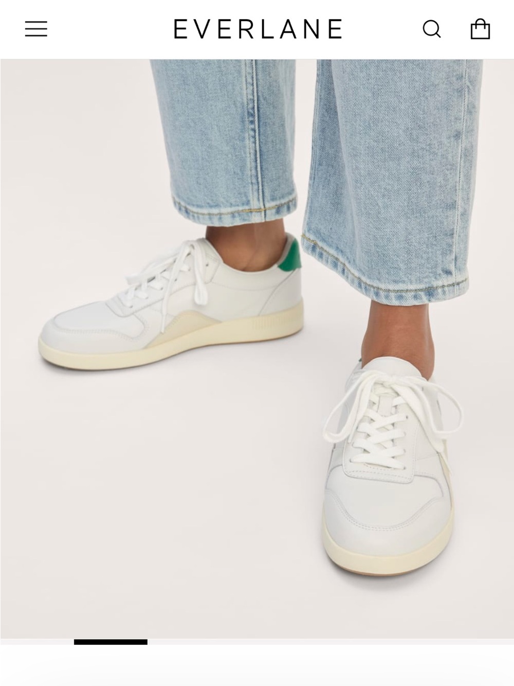 Everlane Leather women White grass green parchment Leather court Sneakers 10.5